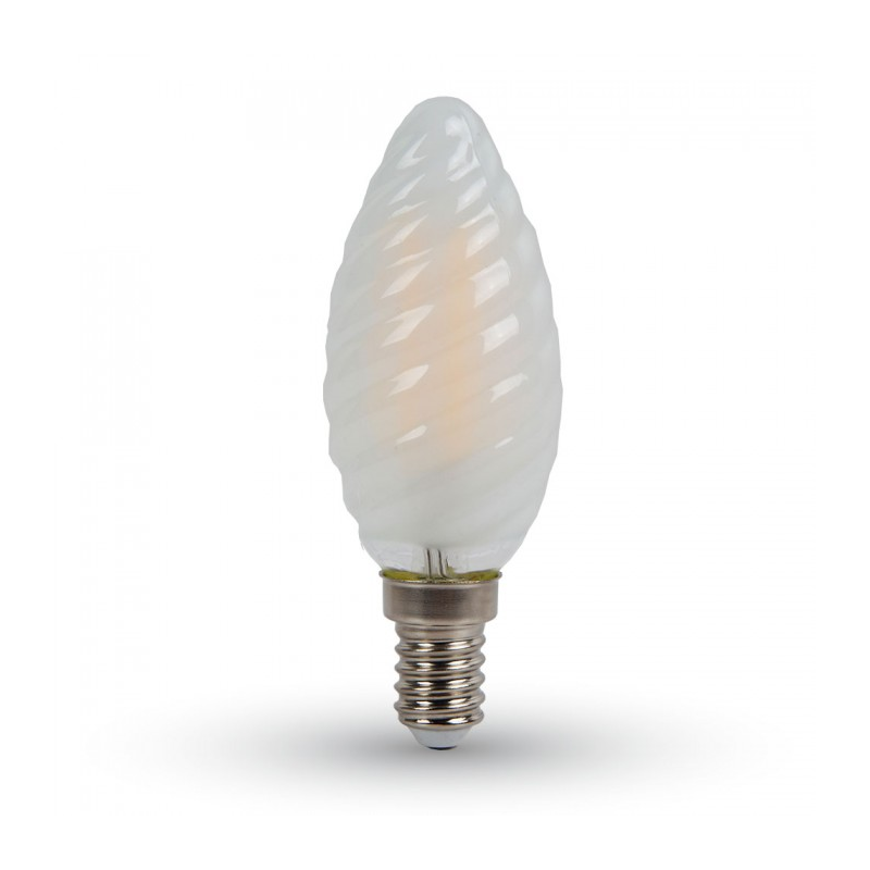 Lampada led a filamento oliva tortiglione smerigliato E14 4W tutto vetro luce calda