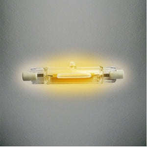 Lampada led r7s vetro 5W 78mm corta trasparente cob luce calda