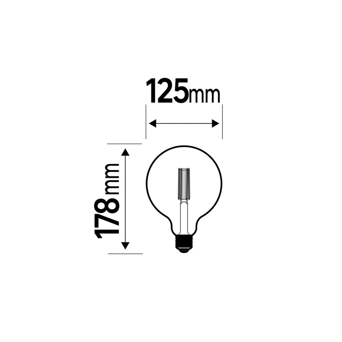 Lampadina Led Globo E27 11W Filamento Dimmerabile Trasparente 1521 lumen Luce Calda D.125mm