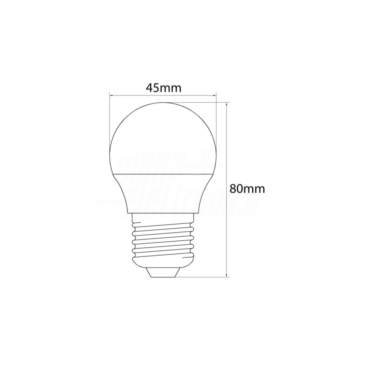 Lampadina led E27 luce naturale 6W forma sfera 4000K