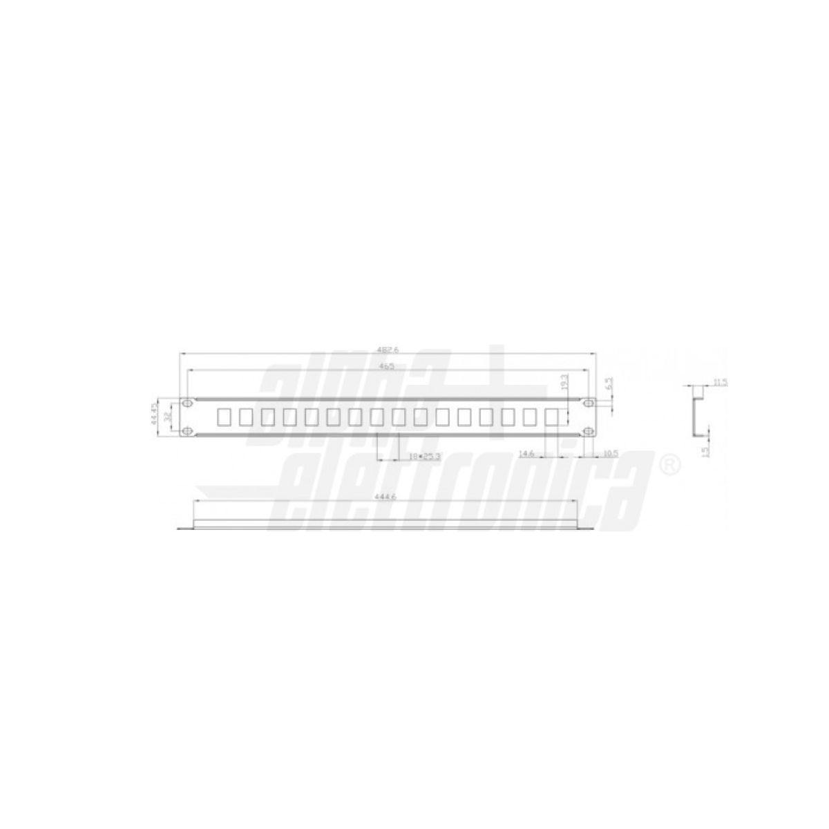 Pannello patch 19 pollici 16 porte per moduli frutti keystone rj45 cat.5e e cat.6 - Oniroview