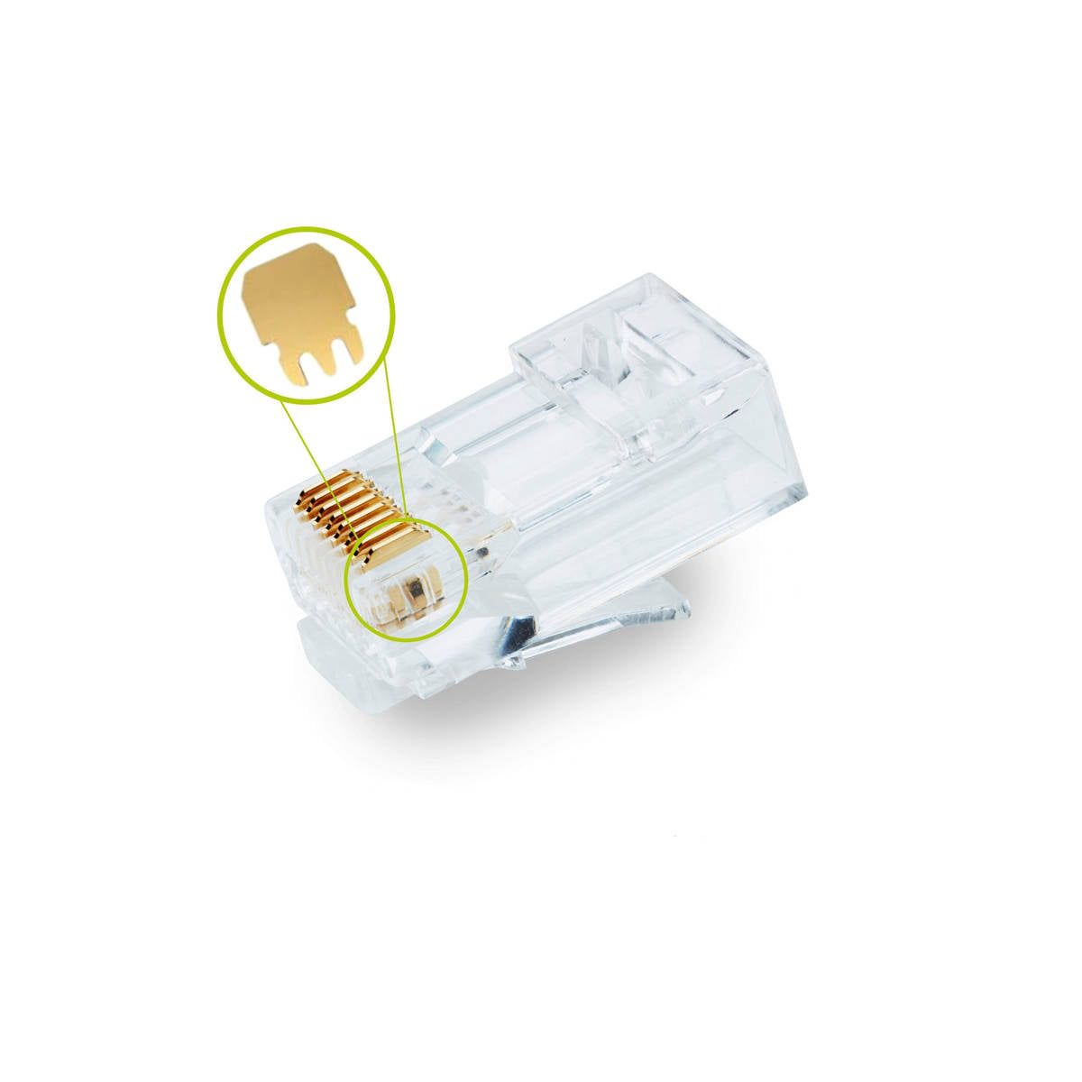 Plug RJ45 Passante CAT.5e Cavi Rigidi e Trefoli UTP AWG24-26 - Kit Sacchetto