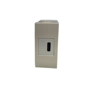 Presa USB Bticino Living Light Compatibile Tipo C 5V 3A 18W Carica Rapida (Power Delivery) Alimentatore USB 1 Modulo, Bianco