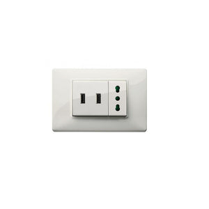 Presa USB Vimar Plana 5V 3A 15W Compatibile Vimar 14292 1 Modulo, Bianco