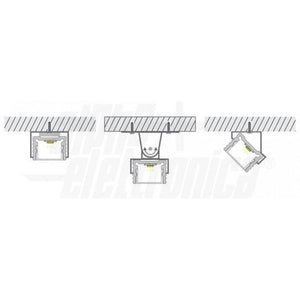 Profilo alluminio led piano piatto 2mt nero cover prismatico trasparente made in italy