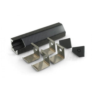 Profilo led angolare 2mt alluminio nero con cover nera PMMA made in italy black light