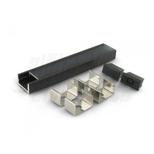 Profilo led piano 2mt alluminio nero con cover nera PMMA made in italy black light