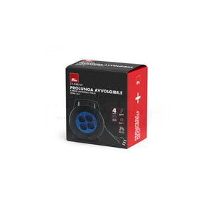 Prolunga Elettrica Avvolgibile 10mt Spina 16A 4 Prese Trivalenti 10/16A