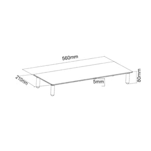 Ripiano tavolino in vetro temperato per dispositivi audio video 560 x 210mm