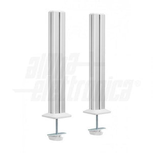Set di 2 colonne in acciaio per montaggio su scrivania altezza regolabile per sistema SlatWall - Con morsetto