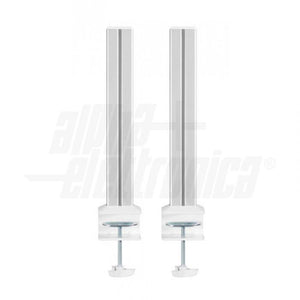 Set di 2 colonne in acciaio per montaggio su scrivania altezza regolabile per sistema SlatWall - Con morsetto