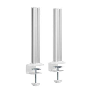 Set di 2 colonne in acciaio per montaggio su scrivania altezza regolabile per sistema SlatWall - Con morsetto