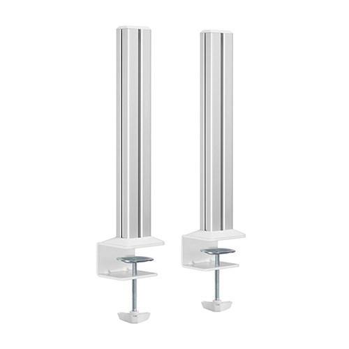 Set di 2 colonne in acciaio per montaggio su scrivania altezza regolabile per sistema SlatWall - Con morsetto