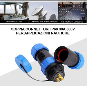 Presa volante impermeabile tre poli IP68 stagno 30A 500V SP21 volante Weipu