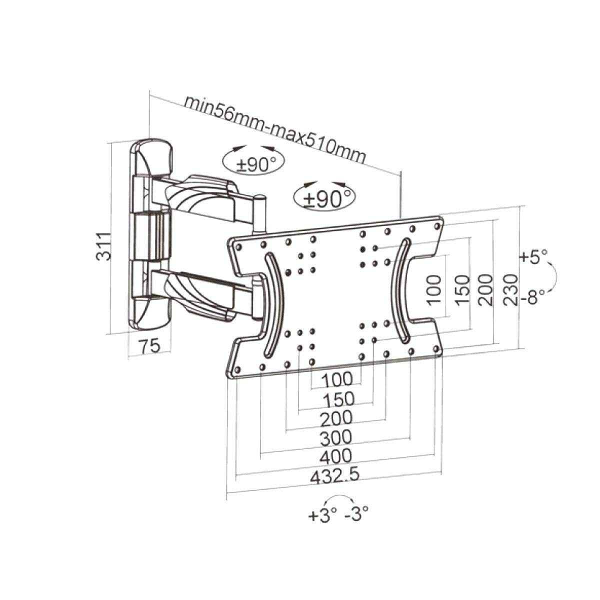 Staffa per televisione OLED LG orientabile 32 - 65 pollici doppio braccioacciaio 30kg compatibile vesa 400x200 - Oniroview
