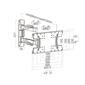 Staffa per televisione OLED LG orientabile 32 - 65 pollici doppio braccioacciaio 30kg compatibile vesa 400x200 - Oniroview