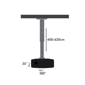 Staffa proiettore da soffitto orientabile 360°, estensibile 40 - 62 cm portata 15kg - Oniroview