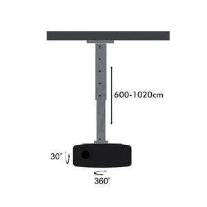 Staffa proiettore da soffitto orientabile 360°, estensibile 60 - 102cm portata 15kg - Oniroview