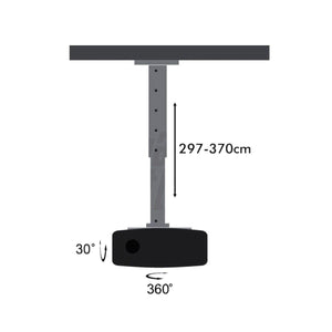 Staffa proiettore da soffitto orientabile, allungabile 29 - 37 cm portata 15kg - Oniroview