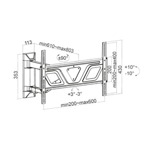 Staffa televisione a parete ad angolo orientabiile 37 - 60 pollici acciaio vesa 600,portata 50kg - Oniroview