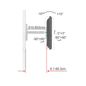 Staffa televisione a parete ad angolo orientabiile 37 - 60 pollici acciaio vesa 600,portata 50kg - Oniroview