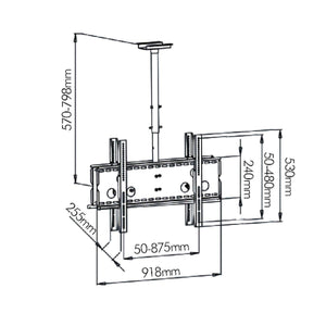 Staffa televisione soffitto orientabile doppio tv 32 - 60 pollici telescopico 57 - 79cm - Oniroview