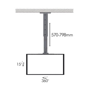 Staffa televisione soffitto orientabile doppio tv 32 - 60 pollici telescopico 57 - 79cm - Oniroview