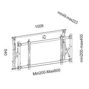 VideoWall Staffa Ultra Slim Estensibile 46 - 52 Pollici Vesa 600x400