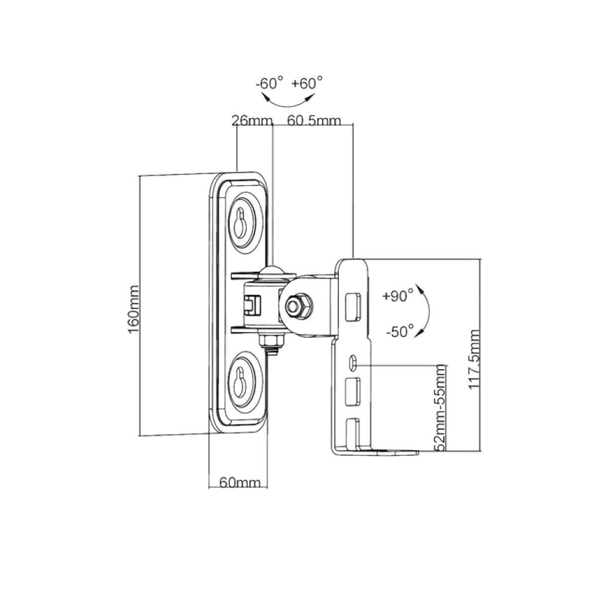 Staffe per casse acustiche da muro orientabili con doppio snodo kit 2 staffe - Oniroview