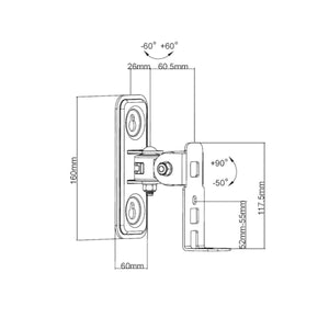 Staffe per casse acustiche da muro orientabili con doppio snodo kit 2 staffe - Oniroview