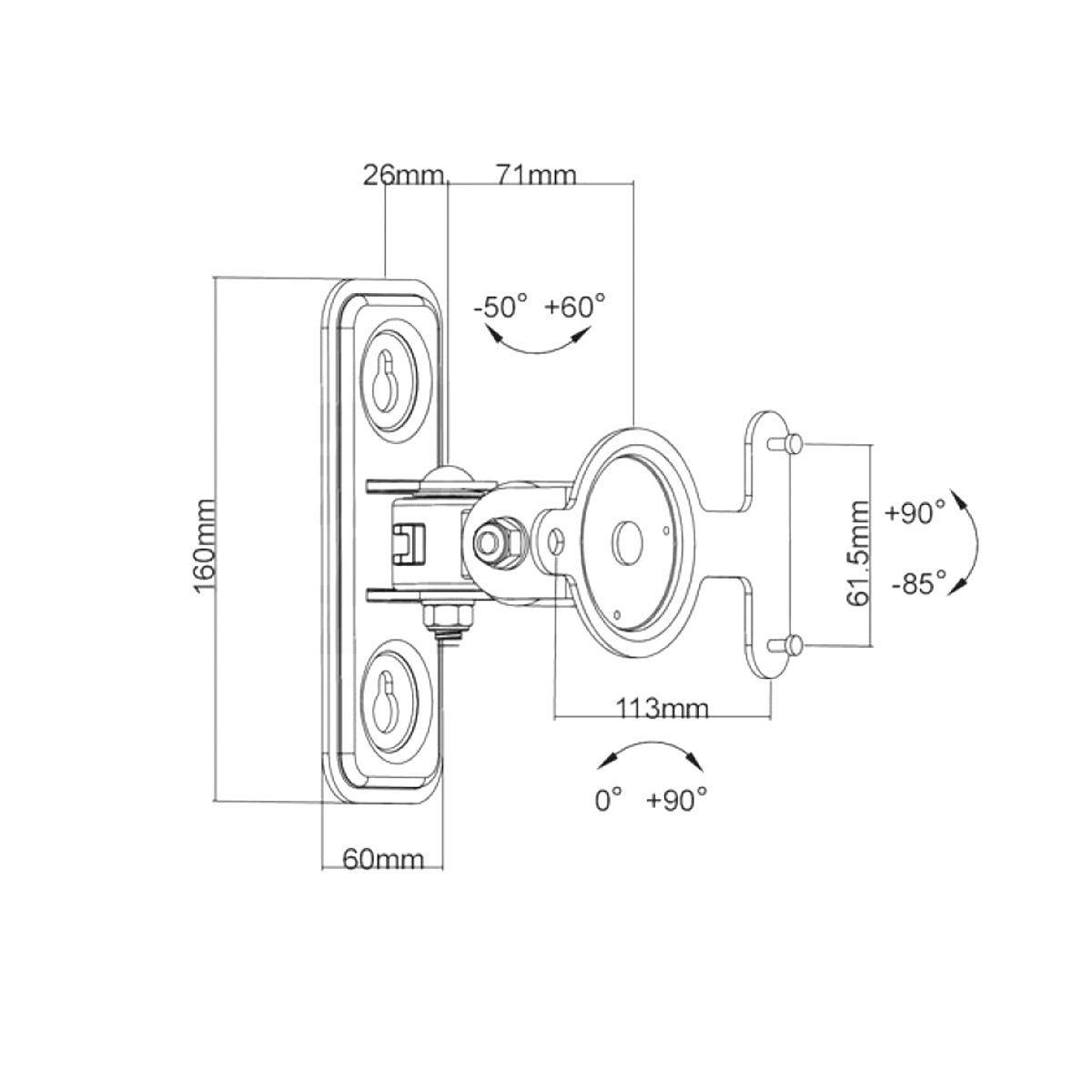 Staffe per casse acustiche da muro orientabili in verticale e orizzontale con doppio snodo kit 2 staffe - Oniroview