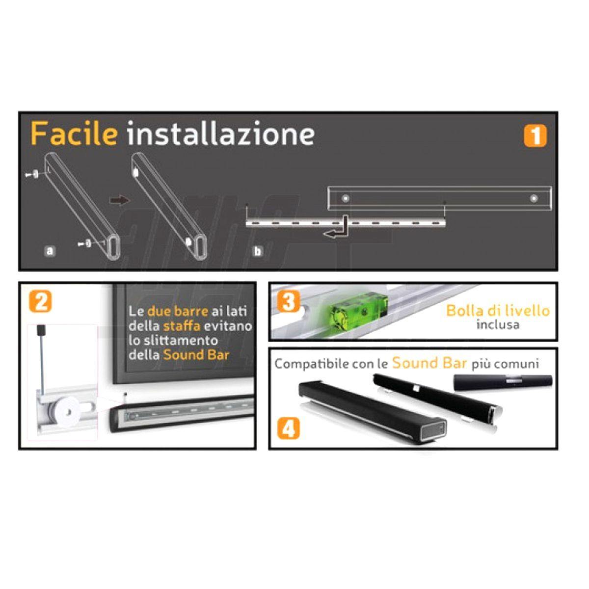 Staffe per sound bar universali fissabile a muro ideale per tv su supporti fissi - Oniroview