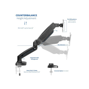 Supporti Monitor Scrivania 17-32 Pollici Doppio Braccio con Pistone Idraulico, 6.5Kg