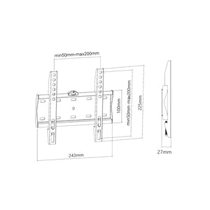 Supporto TV Parete 23 - 42 Pollici Fisso Vesa 200, Acciaio Portata 30Kg