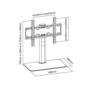 Supporto TV da Tavolo 23 - 47 Pollici Base in Vetro VESA 400 x 300, 40KG