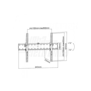 Supporto TV parete 37 - 70 pollici inclinabile acciaio vesa 600x400