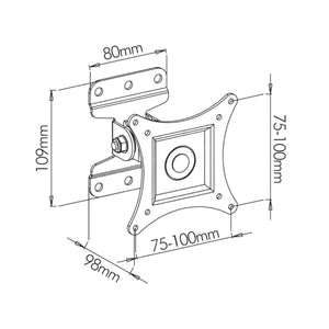 Supporto tv da muro orientabile 13 - 30 pollici acciaio vesa 100, rotazione pivot 360°portata 15kg eco - Oniroview