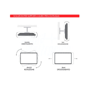 Supporto tv da muro orientabile 13 - 30 pollici acciaio vesa 100, rotazione pivot 360°portata 15kg eco - Oniroview