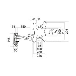 Supporto tv da muro orientabile 23 - 42 pollici premium 3 snodi acciaio vesa 200 portata 20kg easyclick - Oniroview