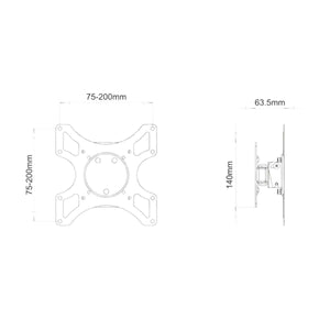 Supporto tv slim da muro orientabile 19 - 37 pollici acciaio vesa 200, portata 25kg - Oniroview