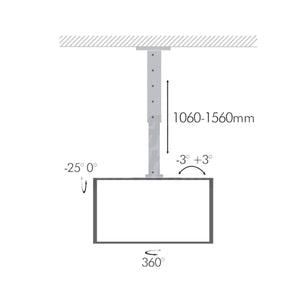 Supporto tv soffitto orientabile 23 - 42 pollici acciaio vesa 200, telescopico 106 156cm anche per soffitti inclinati - Oniroview