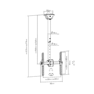 Supporto tv soffitto orientabile 37 - 70 pollici telescopico 56 - 91cm per soffitti inclinati - Oniroview