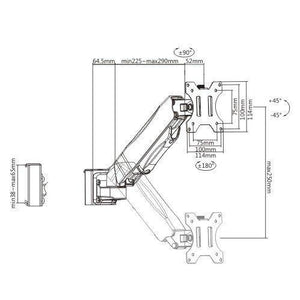 Supporto braccio orientabile con molla a gas per Monitor 13 - 27 pollici per Sistema SlatWall - Oniroview