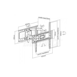 Supporto per TV da Muro Pantografo 32 - 70 pollici acciaio vesa 400x400 portata 45kg