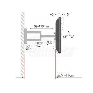 Supporto per TV da Muro Pantografo 32 - 70 pollici acciaio vesa 400x400 portata 45kg