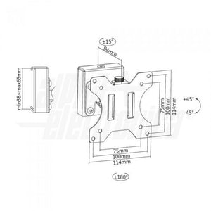 Supporto per monitor orientabile 13 - 27 pollici per Sistema SlatWall