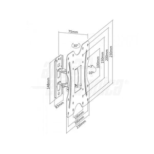 Supporto tv da muro orientabile 23 - 42 pollici acciaio vesa 200 portata 30kg