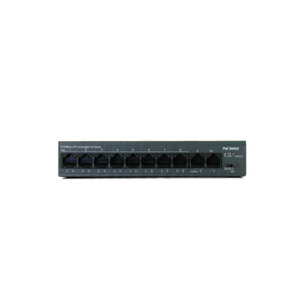 Switch Fast Ethernet - 8FE(PSE)+2FE uplink - 10 porte - PoE Unmanaged - con funzione TVCC