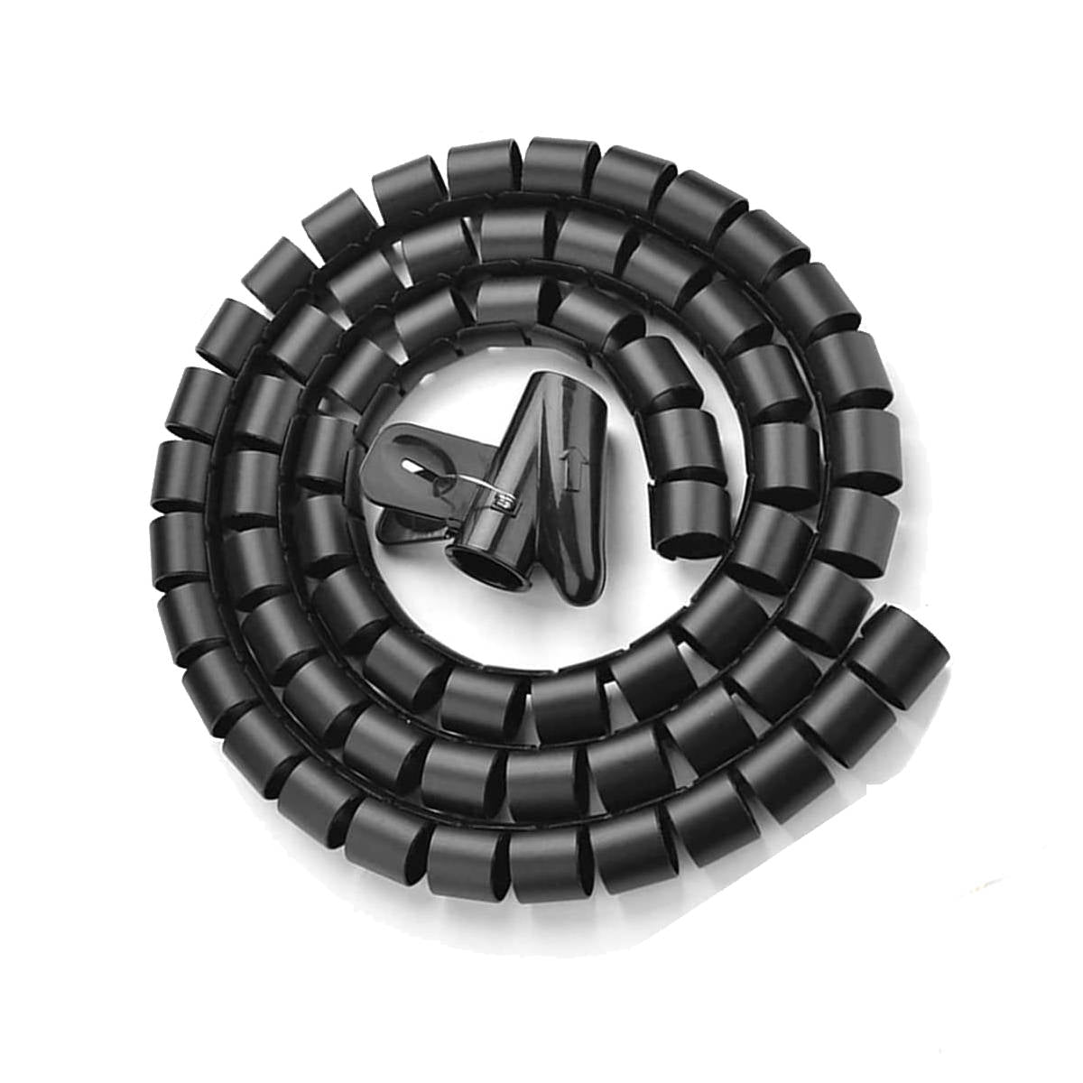 Tubo avvolgicavo spirale colore nero lunghezza 1mt d. 30mm per raccogliere cavi