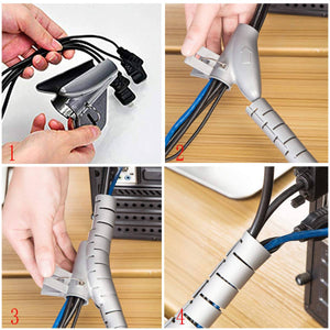 Tubo avvolgicavo spirale colore nero lunghezza 1mt d. 30mm per raccogliere cavi